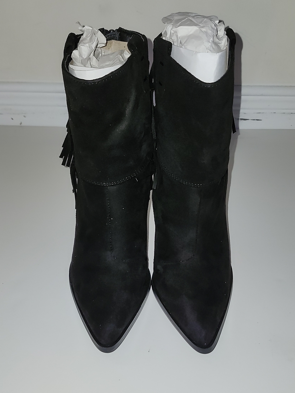 JustFab Black Pointed Toe Suede Ankle Boots
